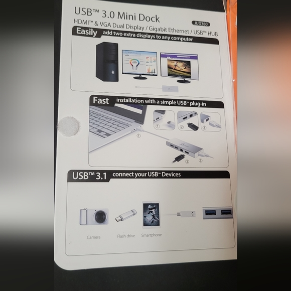 NIB - J5 create USB 3.0 Mini Dock to connect multiple Computer Monitors - Picture 4 of 4